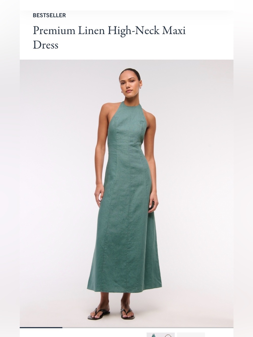 Abercrombie & Fitch Sage Green Maxi Halter Dress - Picture 2 of 16